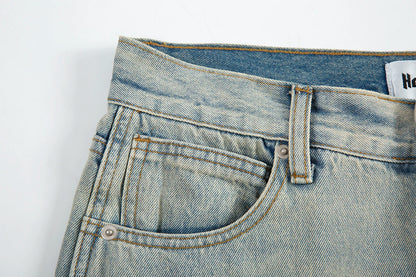 y2k side buckle washed cleanfit baggy pencil jeansfor men streetwear vibe style pantalones hombre loose casual denim trousers unique jeans style 1462