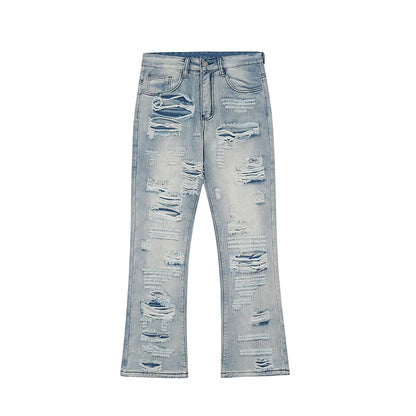 men distressed ripped destroied holes denim jean pants fashion zipper biker jeans streetwear flare pants joggers y2k men s jeans unique joggers style 2794