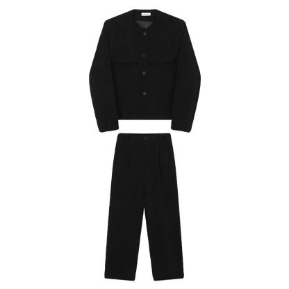 men 2 pieces sets corduroy short jacket wide leg pant suits korean streetwear fashion loose casual retro coat baggy trousers casual urban shorts