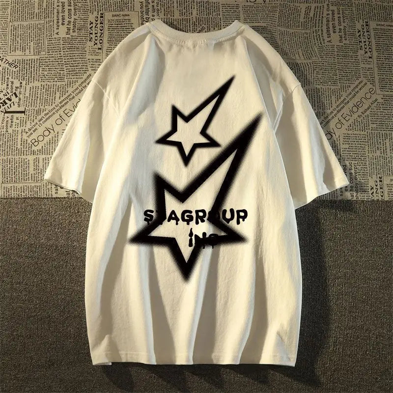 American retro star fashion brand pure cotton short-sleeved T-shirt for men and women summer loose ins trend half-sleeved shirts Street King Limited