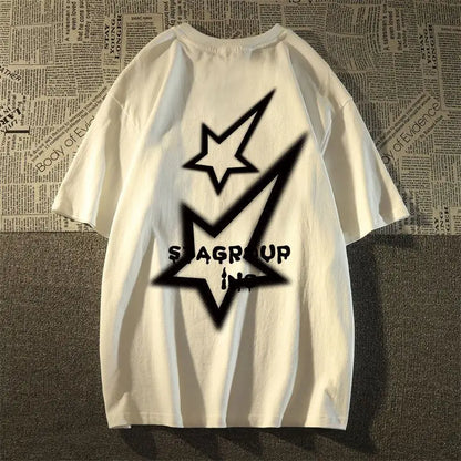 American retro star fashion brand pure cotton short-sleeved T-shirt for men and women summer loose ins trend half-sleeved shirts Street King Limited