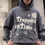 2023 New Tripped In Time Foam Stars Gray Fleece Hoodies for Men and Women Harajuku Streetwear Loose Cotton Hooded Sweatshirts Street King Limited