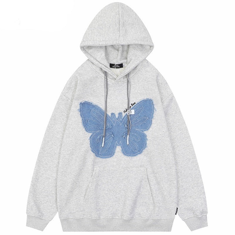"Blue Butterfly" Unisex Men Women Streetwear Graphic Hoodie Daulet Apparel