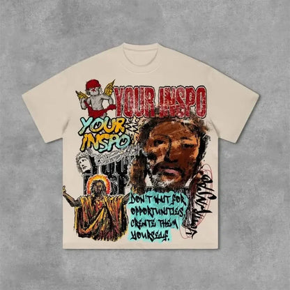Y2k streetwear Gothic American Father print pattern oversized T-shirt women's casual loose and versatile short sleeved shirt Street King Limited