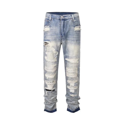 mens high street denim jean pants new casual blue slim ripped holes straight zipper jeans trousers hip hop streetwear joggers casual joggers