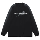 Men Long Sleeve T Shirts Double-sided Printed Black Pullover Hip Hop Loose Round Neck Tee Harajuku Oversized Simple Couple Tops Street King Limited