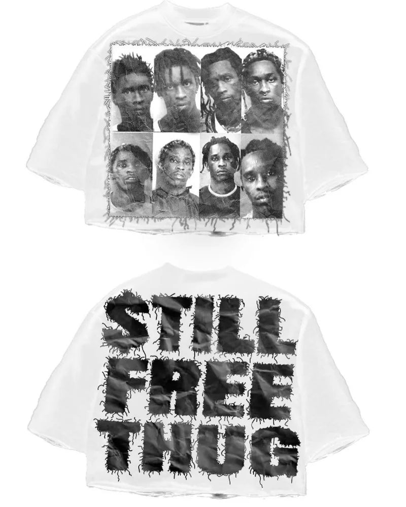 Y2k Summer American Street Dark Style Anime Cartoon Print Oversized T-shirt Men Retro Hip-hop Punk Oversized Short-sleeved Women Street King Limited