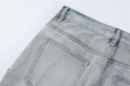 2024 multi pocket jeans vintage mens harajuku cargo denim pants retro hip hop straight loose jean pants unique cargo style 1018