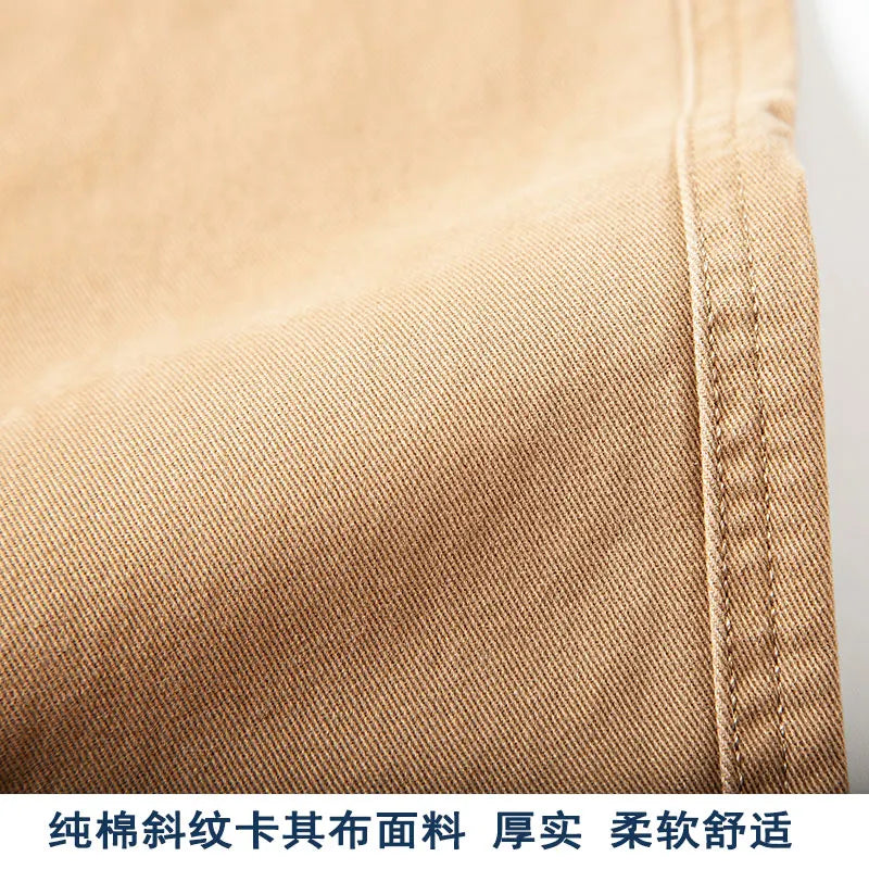 autumn winter heavyweight pure cotton thick american retro workwear khaki pants business casual mens basic solid color pants minimalist street pants