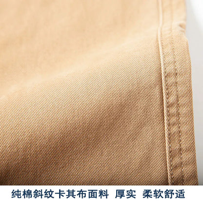 autumn winter heavyweight pure cotton thick american retro workwear khaki pants business casual mens basic solid color pants minimalist street pants