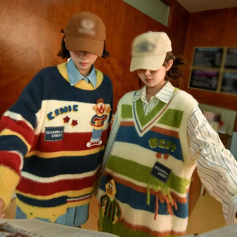 2024 autumn/winter new retro sweater paired with Harajuku pattern t-shirtoversized t-shirt professional choice for warm lining Street King Limited