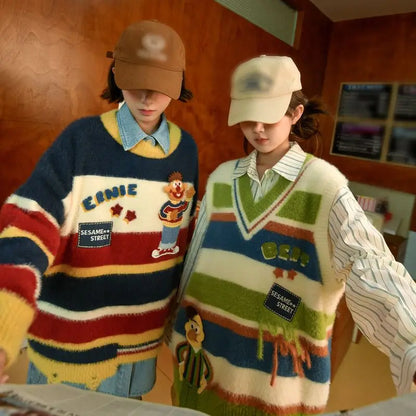 2024 autumn/winter new retro sweater paired with Harajuku pattern t-shirtoversized t-shirt professional choice for warm lining Street King Limited