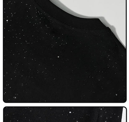 Summer cotton loose round neck starry sky short sleeved men and women American street trend personalized printed T-shirt top Street King Limited