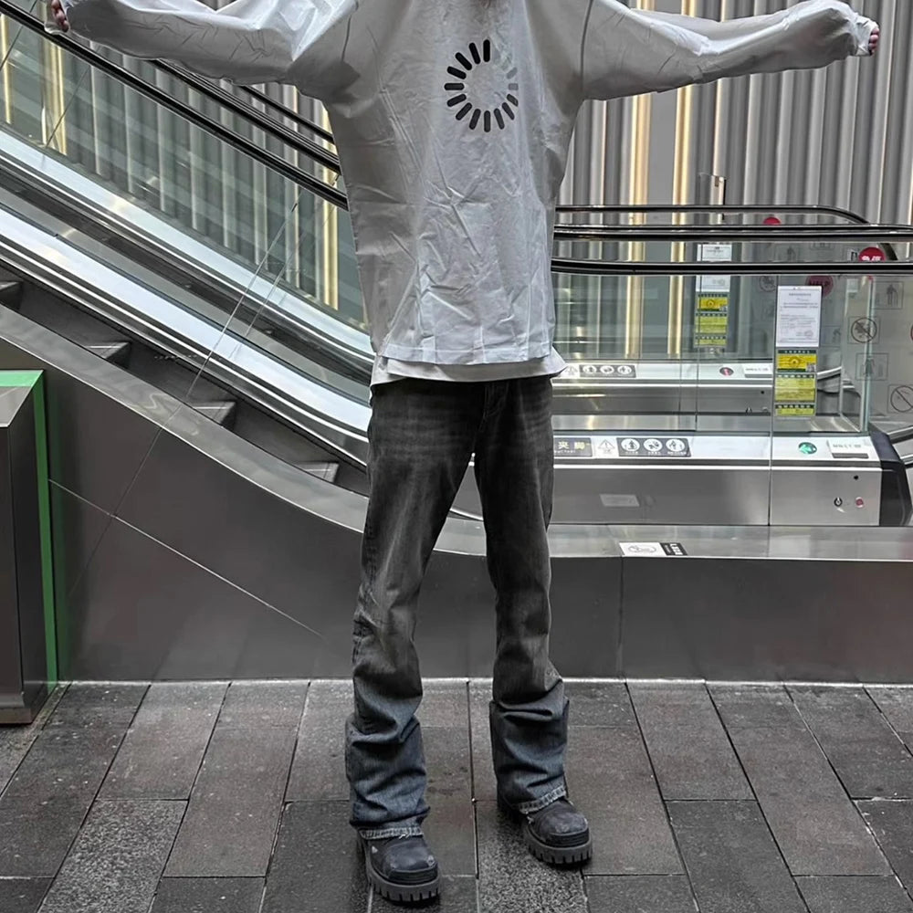 distressed micro rugged mud dyed boot cut jeans unisex straight y2k pantalones hombre casual washed denim pants oversized urban skinny jeans