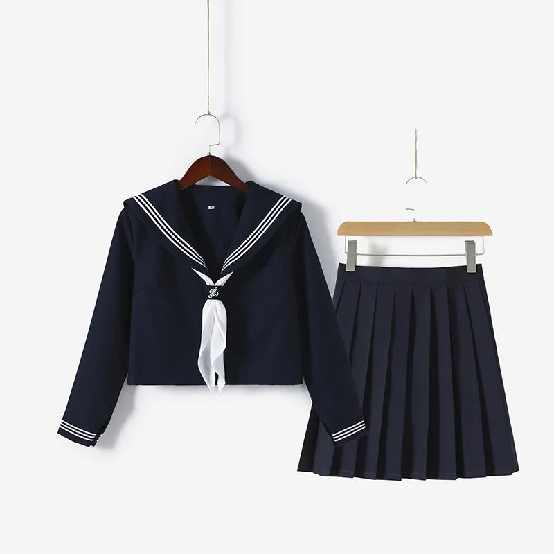 Navy Sailor Outfit Japanese Style School Uniform Skirt Girls JK Uniforms Student Sailor Dress Korean Student Seifuku COS Costume Street King Limited