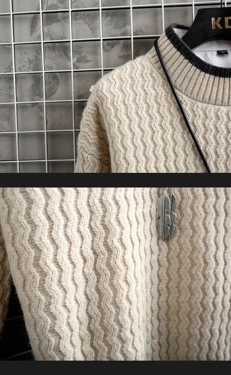 Brand Clothing Men's Loose Pullover Male Slim Fit Fashion Knitted Sweater Man  Thick Warm Pull Homme Retro Stripe Sweaters 4XL Street King Limited