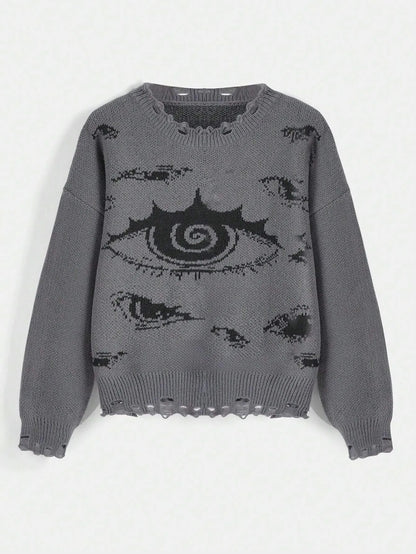Traf Women's sweater eyes y2k new  pullovers Knit wear  Winter clothes women vintage Female clothing long sleeve tops Oversize Street King Limited