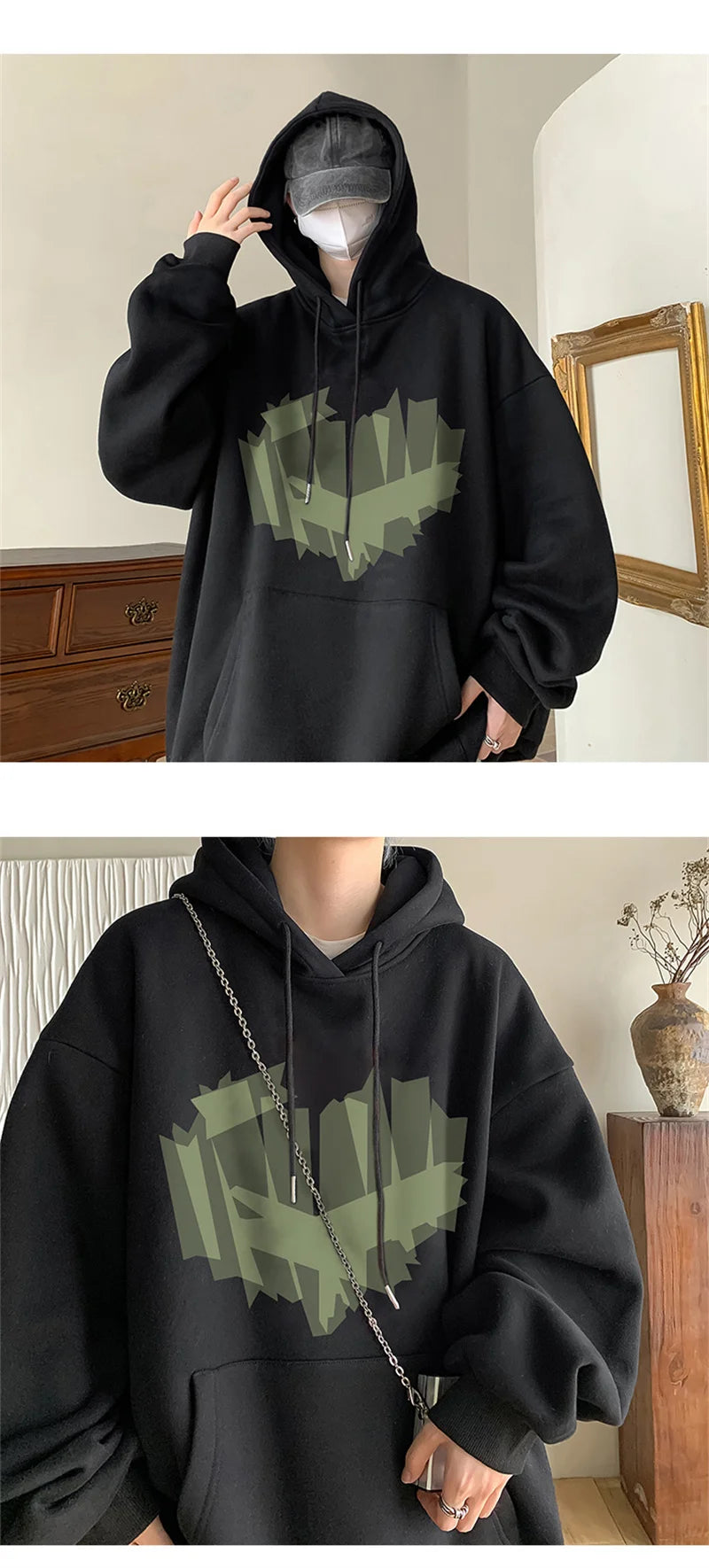 Autumn New Love Graphic Print Hoody Sweatshirts Man Hip Hop Oversized Streetwear Pullover Hoodies Y2K Vintage Casual Clothes Street King Limited