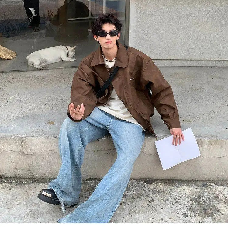 mens autumn lapel zipper short jacket hip hop turn down collar casual solid color bomber short jacket coats unisex streetwear unique shorts style 5166