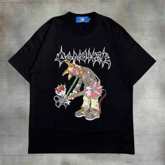 2024 new summer quirky cartoon picture print oversized T-shirt women Y2K street hip-hop loose and versatile short sleeved shirt Street King Limited
