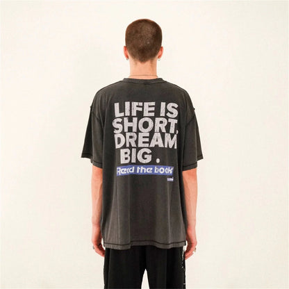 2024 New FP Vintage Retro Letter Reeborn Printing High-Street Distressed Casual Tops T-Shirt Street King Limited