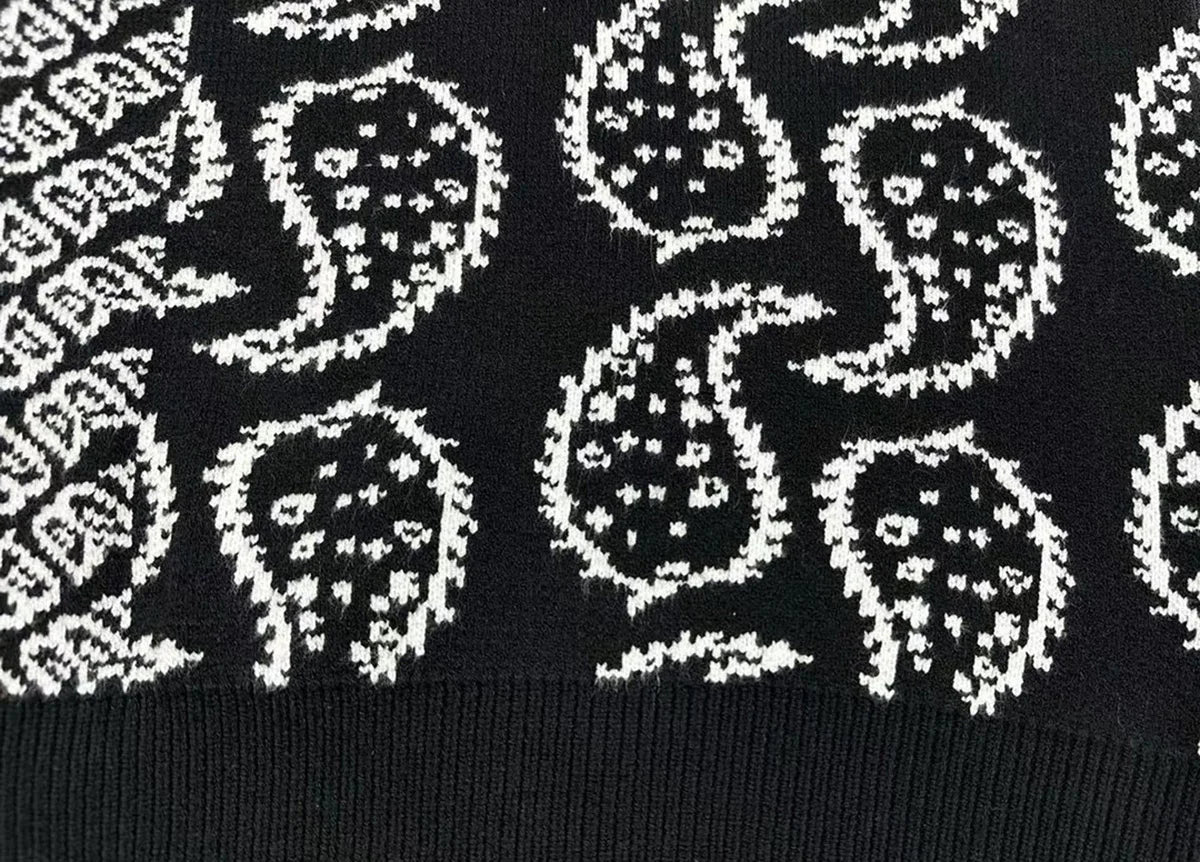 Color Match Full Cashew Print Black Knitted Winter Sweaters for Men and Women Pullover Baggy Casual Woolen Sweater Oversized Street King Limited