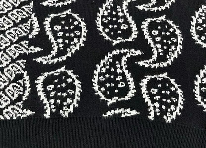 Color Match Full Cashew Print Black Knitted Winter Sweaters for Men and Women Pullover Baggy Casual Woolen Sweater Oversized Street King Limited