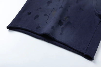 RRR123 2024 New Sports Shorts Heavyweight Washed Graffiti Print Vintage Drawstring Capris Casual High Street Loose Curled Y2K Street King Limited
