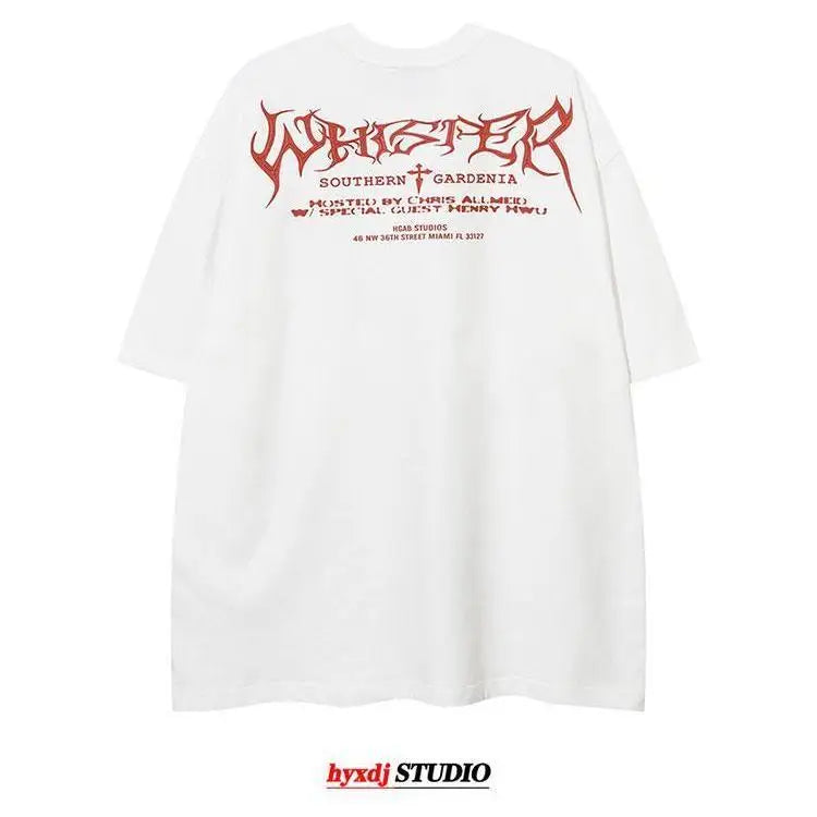 European and American trendy high street niche printed short-sleeved T-shirts for men summer American street tops men clothing Street King Limited