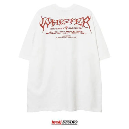 European and American trendy high street niche printed short-sleeved T-shirts for men summer American street tops men clothing Street King Limited