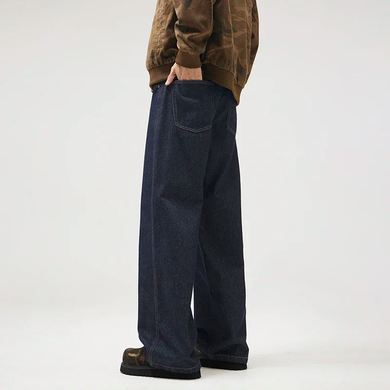 classic primary color jeans mens loose casual straight cleanfit fashion denim jeans pants man streetwear jeans trousers vintage washed jeans