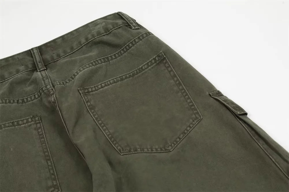 new multi pocket heavy industry washed cargo pants mens high rise loose y2k vintage streetwear oversized straight leg jeans unique cargo style 810