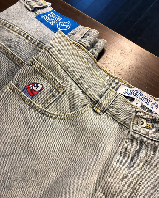 retro blue hip hop big boy jeans y2k pants streetwear gothic cartoon embroidery baggy jeans punk rock high waist wide trouser denim street jeans