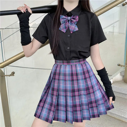 Jk Uniforms Gyaru School Uniform for Girl Student Pleated Skirt Uniform Set Women Short Sleeve Bow Tie Seifuku Japanese Style Street King Limited