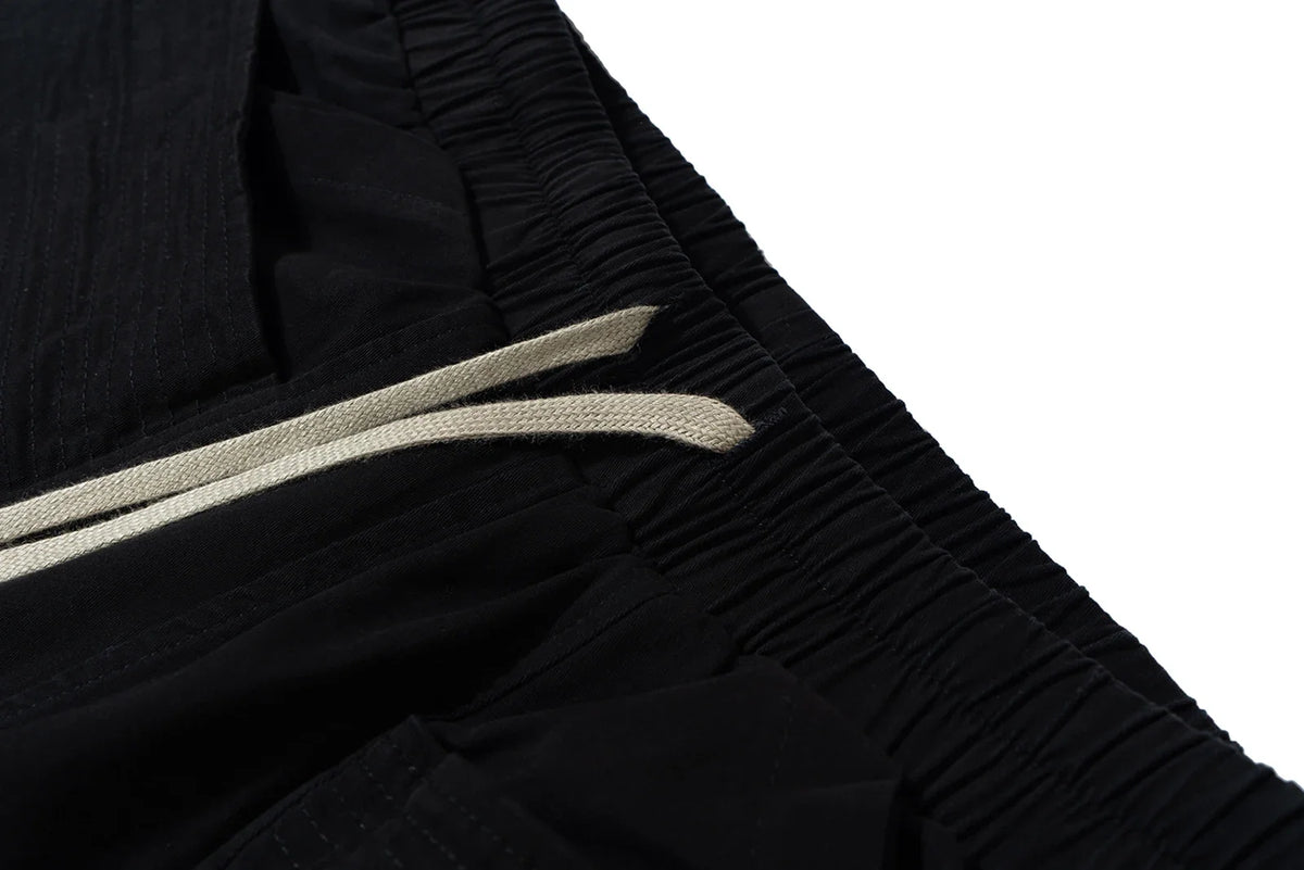ro style double pockets drawstring wide leg cargo pants for men and women straight black baggy trousers oversized unique cargo style 4151