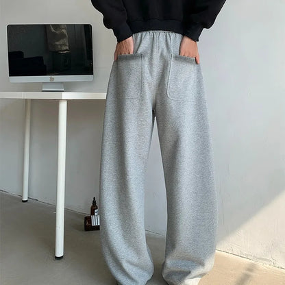 winter new mens tie dye fleece casual pants side striped wide leg straight sweatpants neutral high quality long baggy trousers casual joggers