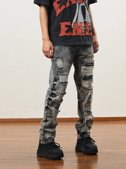 destroy distressed ripped denim jean pants new fashion biker jeans streetwear slim pants jogger y2k mens jeans skinny jeans men urban active pants