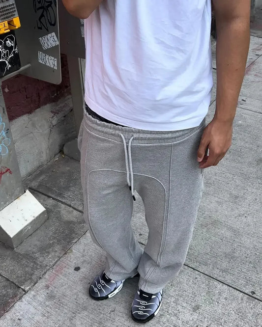 2024 high street trendy straight casual pants american harajuku retro splicing oversized sweatpants men personalized streetwear urban active pants