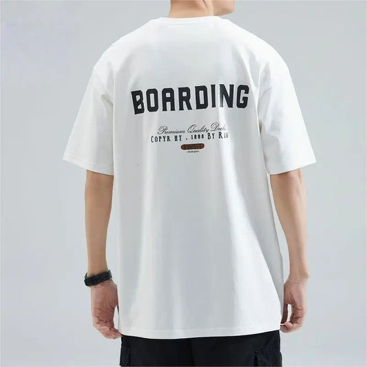 Summer Korean Pure Cotton Round Neck Short-sleeved T-shirt Men's Trendy Y2K Personalized Street Ins Casual Half-sleeved Top Street King Limited