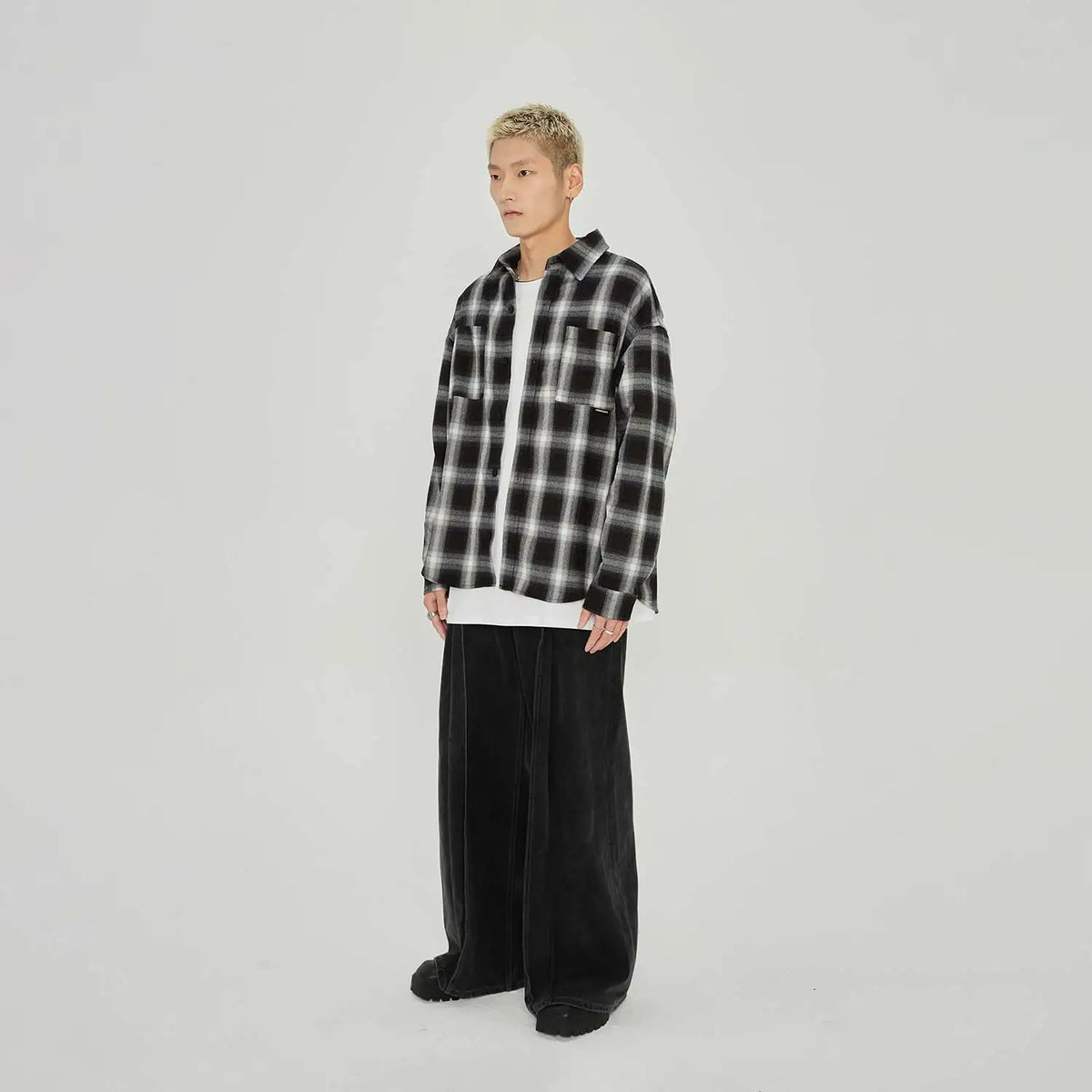 American Vintage Plaid Shirt Men's Long-Sleeved Spring And Autumn High-End Casual Shirt Jacket Street King Limited