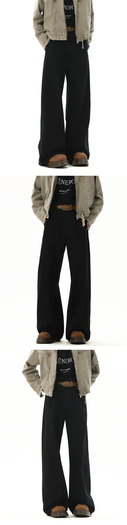 american style vintage wide leg cargo pants mens baggy fashion high street overalls coffee streetwear male mopping trousers unique cargo style 1096