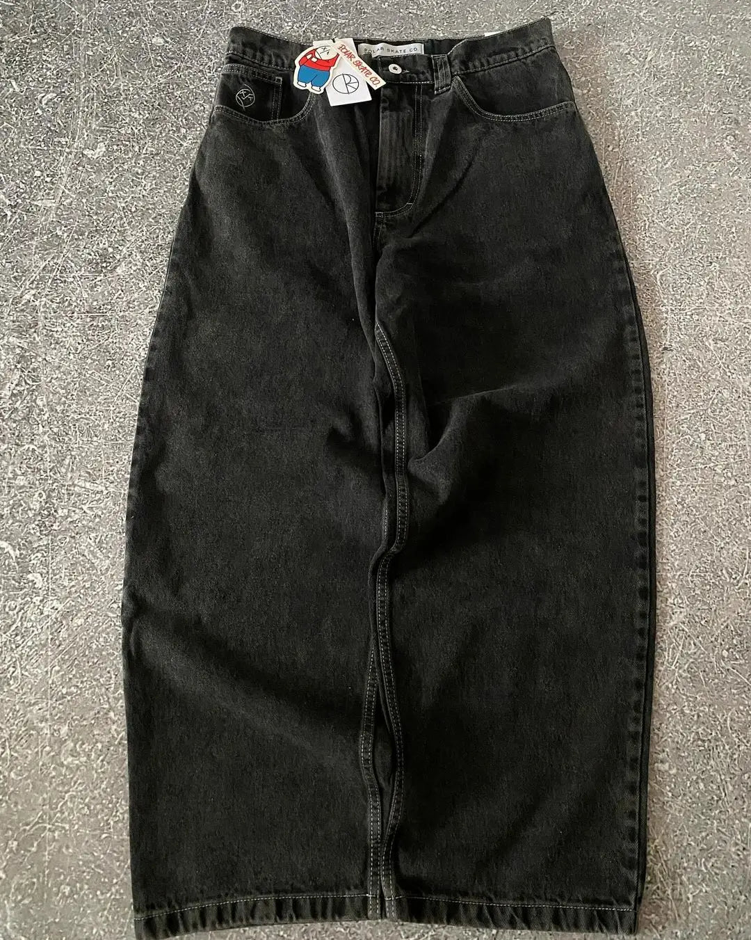 retro hip hop streetwear big boy jeans y2k embroidery pattern black baggy jeans pants men women fashion pants clothing denim street jeans