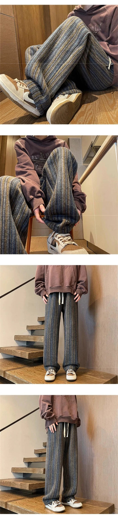 autumn striped woolen straight leg pants for men classic y2k vintage baggy trousers new casual high street fashion sweatpants 1 unique joggers style 255