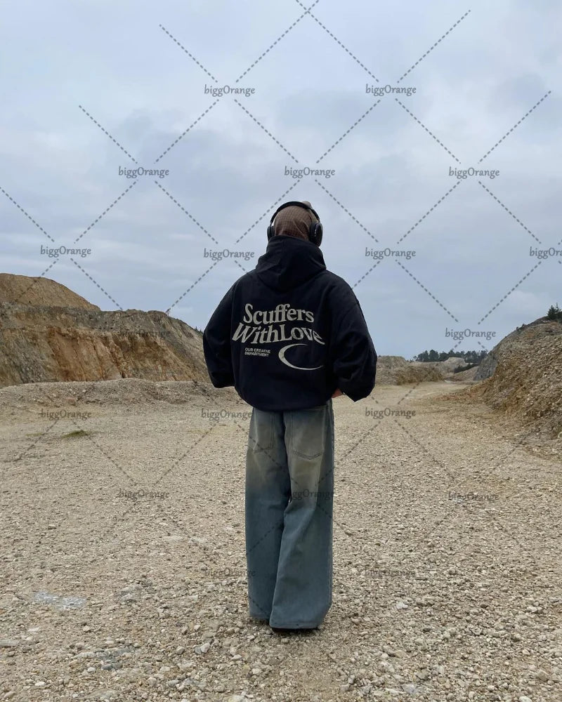 Fashion kawaii clothing letters oversized pullover sweater women's Y2K street hip-hop Harajuku loose all-match sweater men's Street King Limited