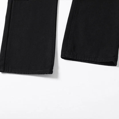 Men Cargo Jeans Vintage Stacked Black Hip Hop Flared Trousers Y2k High Street Baggy Denim Pants Casual Streetwear Unisex Street King Limited