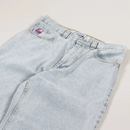 Hip Hop Big Boy Jeans Skateboard Y2K Pants Cartoon Embroidery Retro Blue Loose Jeans Men Women Casual High Waisted WideTrouser Street King Limited