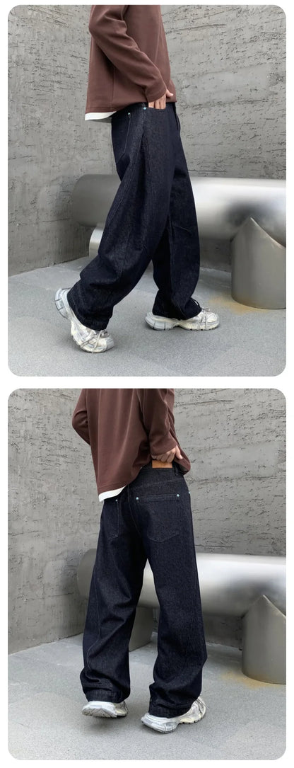 men denim streetwear fashion brand hip hop loose casual wide leg cargo harem jeans pant cityboy y2k baggy jeans trousers unique cargo style 1782