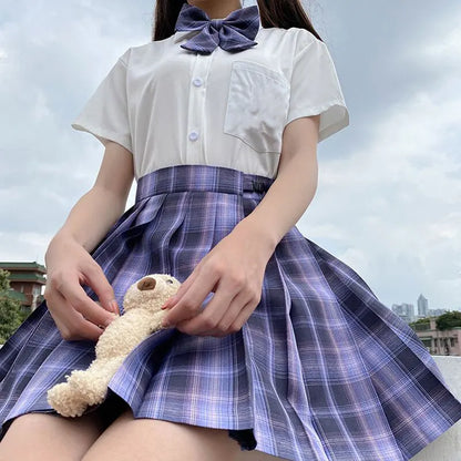 Jk Uniforms Gyaru School Uniform for Girl Student Pleated Skirt Uniform Set Women Short Sleeve Bow Tie Seifuku Japanese Style Street King Limited