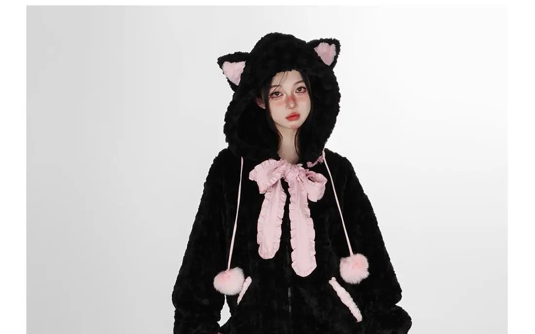 Harajuku Sweet Thicknecked Bow College Coat Woman Zip Up Hoodie Sailor Suit Plush Hoodies Women 2023 Streetwear Goth Y2k Clothes Street King Limited