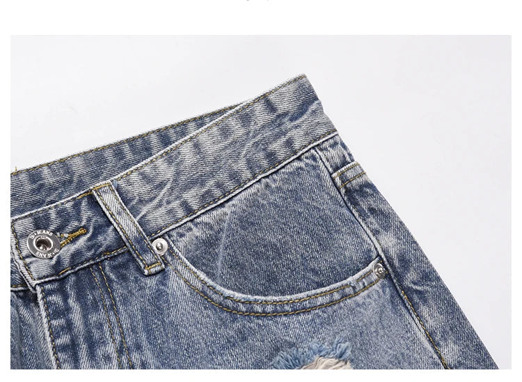destroyed ripped jeans straight jean pants men biker jeans fashion zipper streetwear trousers hip hop pants joggers baggy jeans unique joggers style 2170
